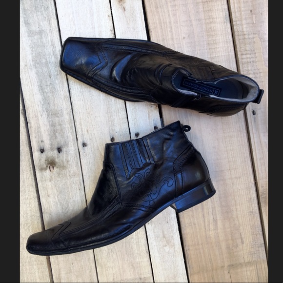 black square toe dress boots